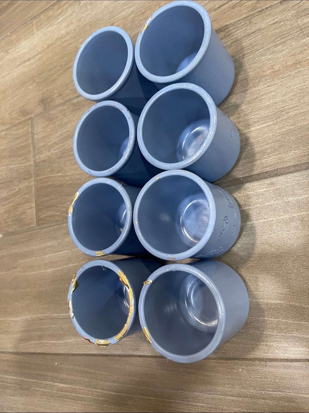 Set of 8 Blue ceramic cups La Fermière - Picture 2 of 4